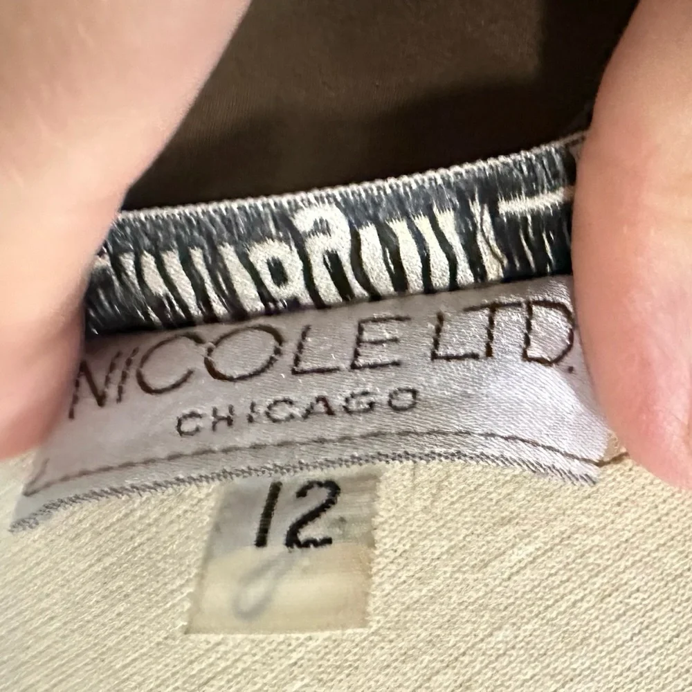 I Magnin Nicole LTD Vintage Silk Artistic Floral Long Sleeve Dress Size 12 - Picture 8 of 8